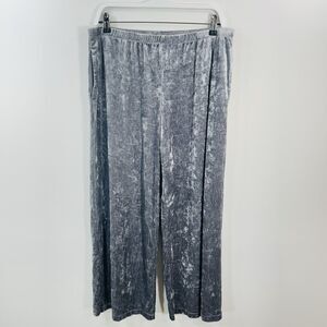 Soma Pants Women's XL Silver Pajama PJ Velvet Wide Leg Lounge Pull On Pockets